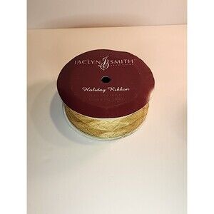Jaclyn Smith Holiday Ribbon Gold Glitter Christmas 2.5" X 25' New On Roll READ